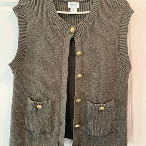 Song of Style Green Knit Vest with Gold buttons